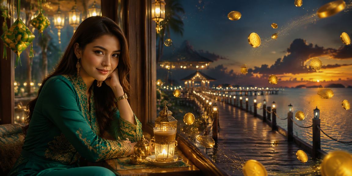 Promosi deposit Hari Raya untuk permainan loteri 574 di Malaysia dengan suasana meriah