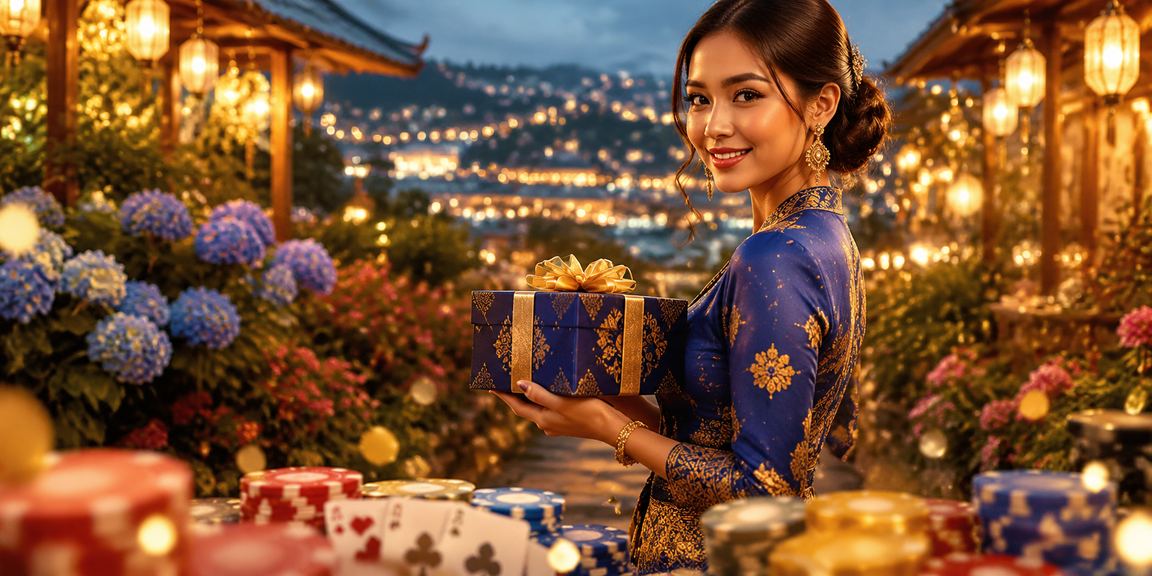 Pengguna Malaysia dalam pakaian tradisional menikmati permainan bertuah loteri di platform 574
